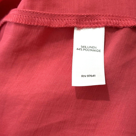 J. Jill Elliptical-Hem A Line Linen Blend Midi Dress Strawberry XLP 16/18 $119 - Picture 10 of 11